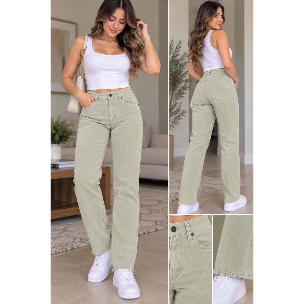 Carve Designs Light Green Corduroy Pants Women Size 8 Raw Hem Organic Cotton